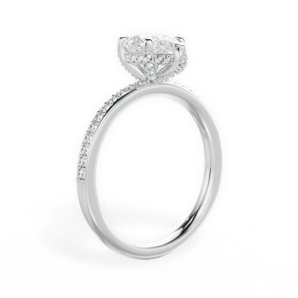 Janice Pear Cut Lab Grown Diamond 18Kt White Gold Engagement Ring - View 2
