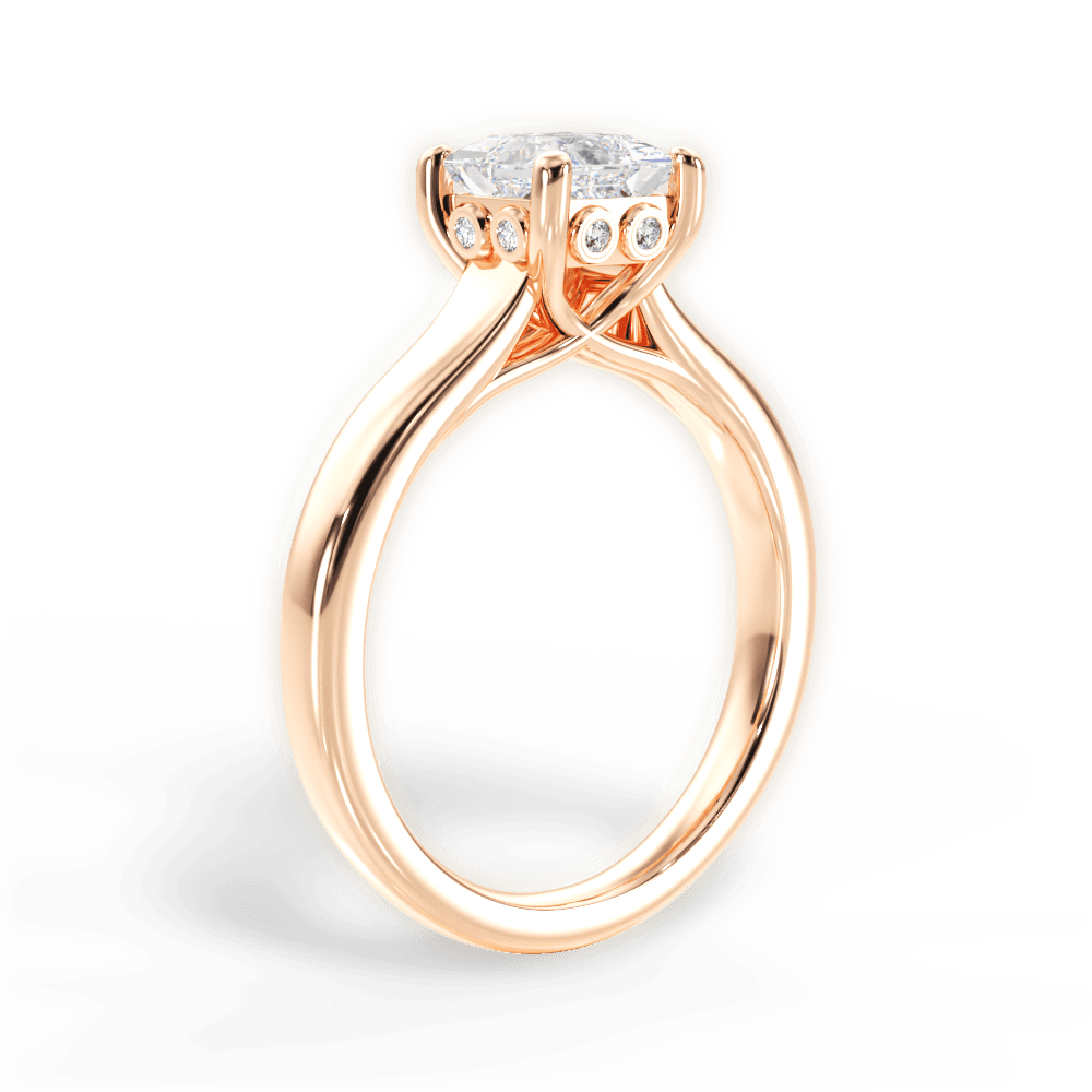 Carol Princess Cut Lab Grown Diamond 18Kt Rose Gold Engagement Ring - View 4