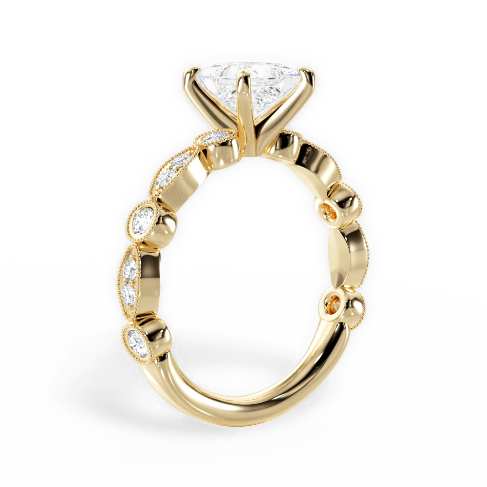 Edith Princess Cut Lab Grown Diamond 18Kt Yellow Gold Engagement Ring - View 3