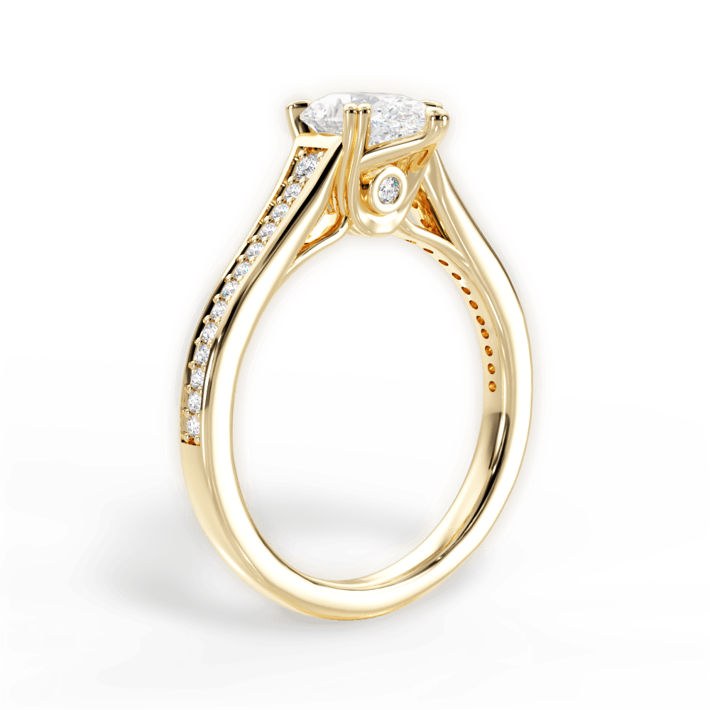 Delia Pear Cut Lab Grown Diamond 18Kt Yellow Gold Engagement Ring - View 2