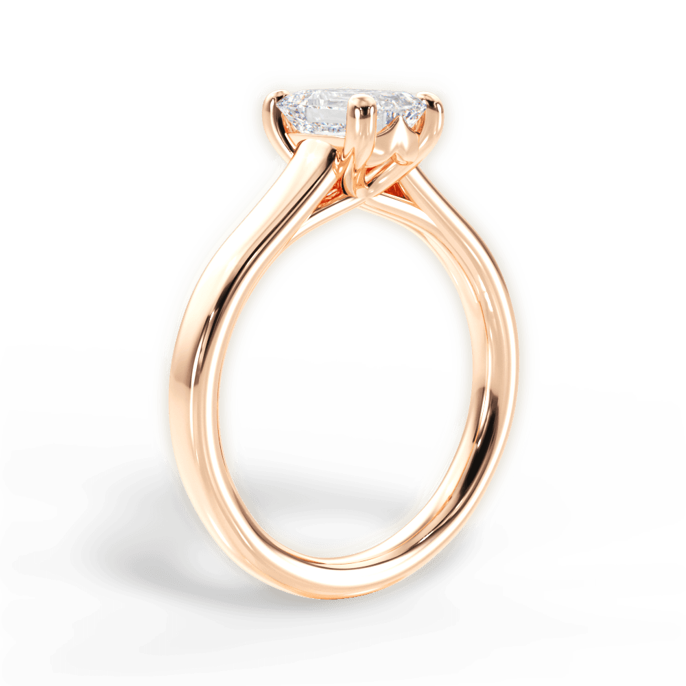 Ariana Emerald Cut Lab Grown Diamond 18Kt Rose Gold Engagement Ring - View 2