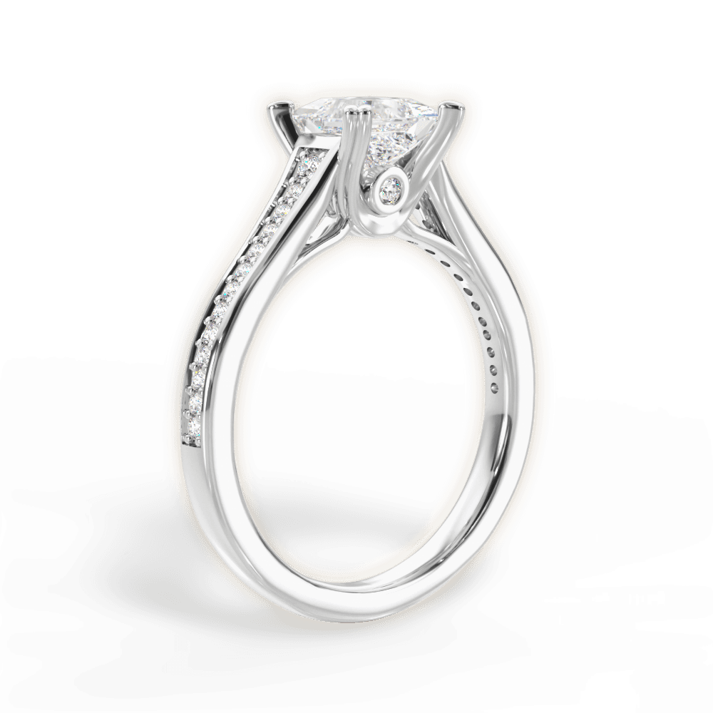 Delia Princess Cut Lab Grown Diamond 18Kt White Gold Engagement Ring - View 4