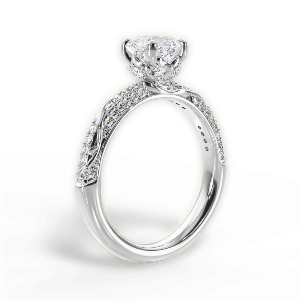 Josephine Asscher Cut Lab Grown Diamond 18Kt White Gold Engagement Ring - View 2