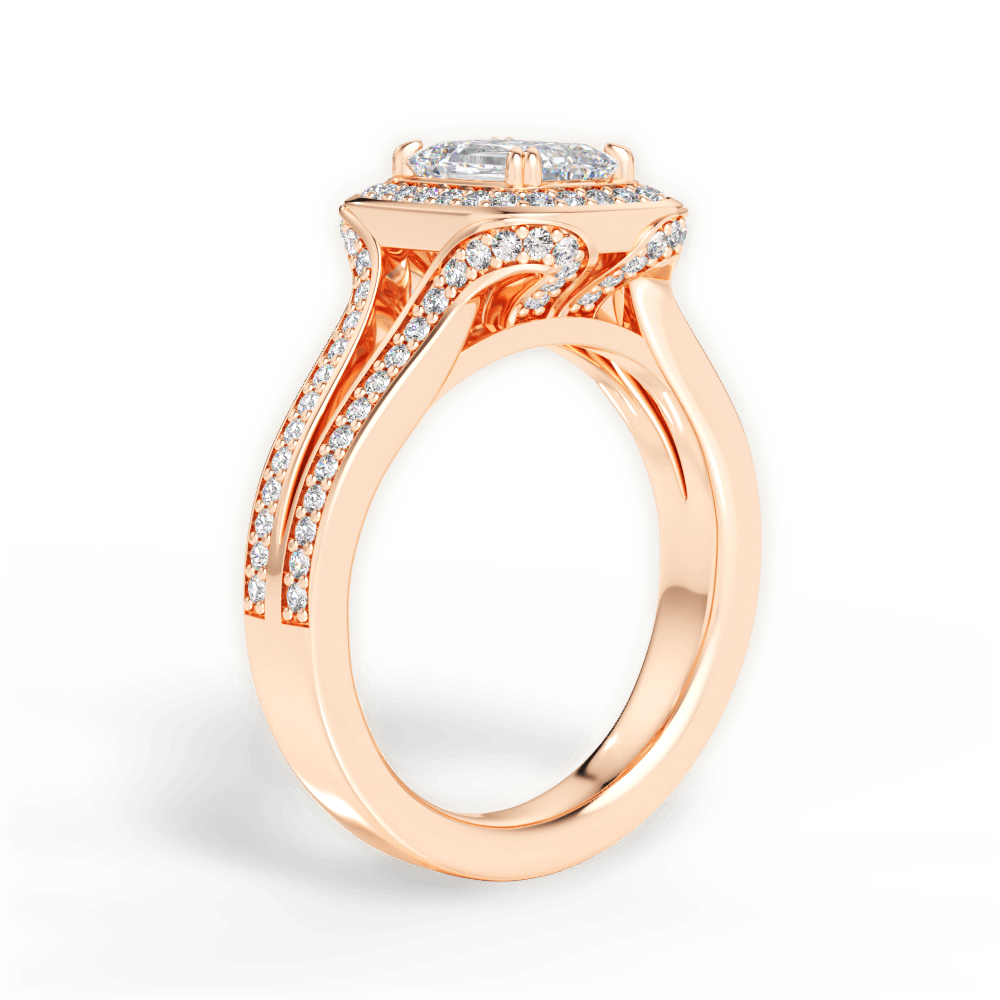 Mackenzie Emerald Cut Lab Grown Diamond 18Kt Rose Gold Engagement Ring - View 4