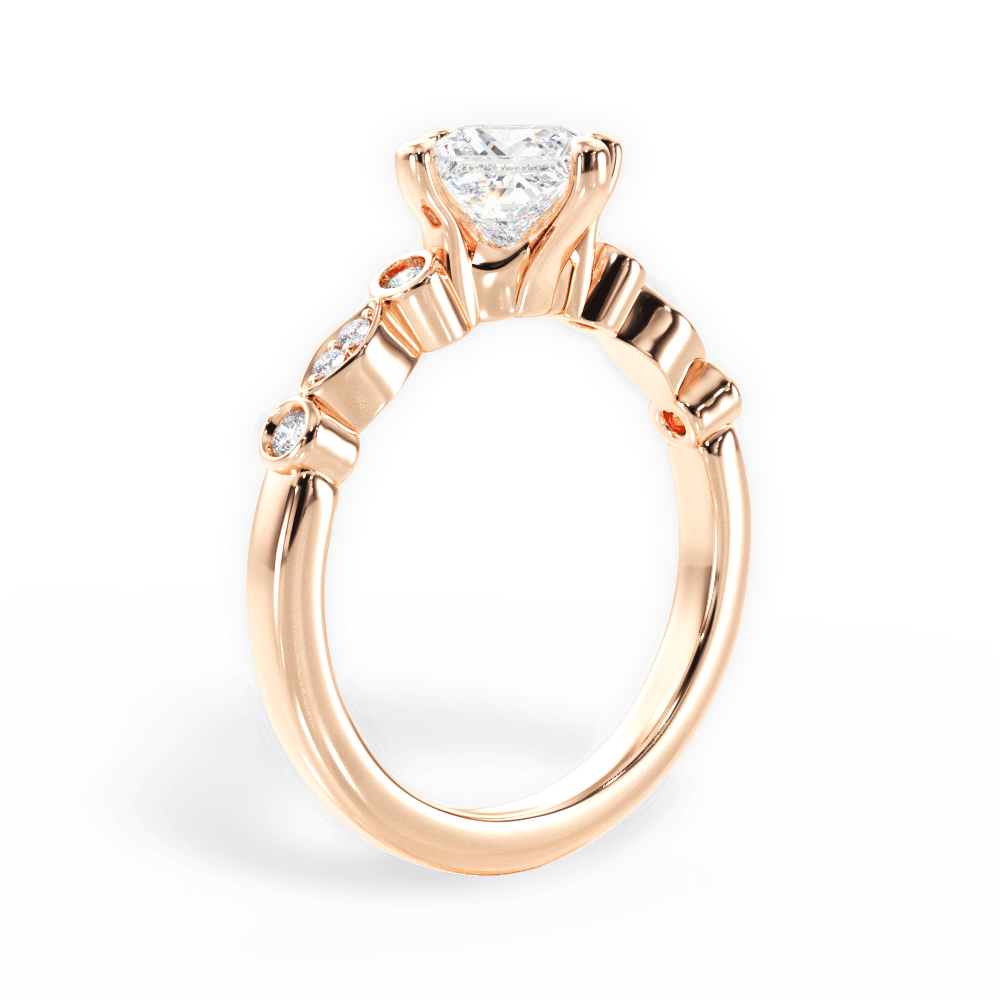 Catherine Princess Cut Lab Grown Diamond 18Kt Rose Gold Engagement Ring - View 2