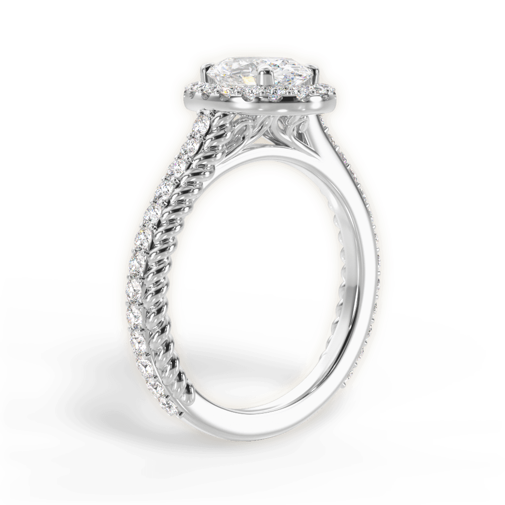 Kim Oval Cut Lab Grown Diamond 18Kt White Gold Engagement Ring - View 2