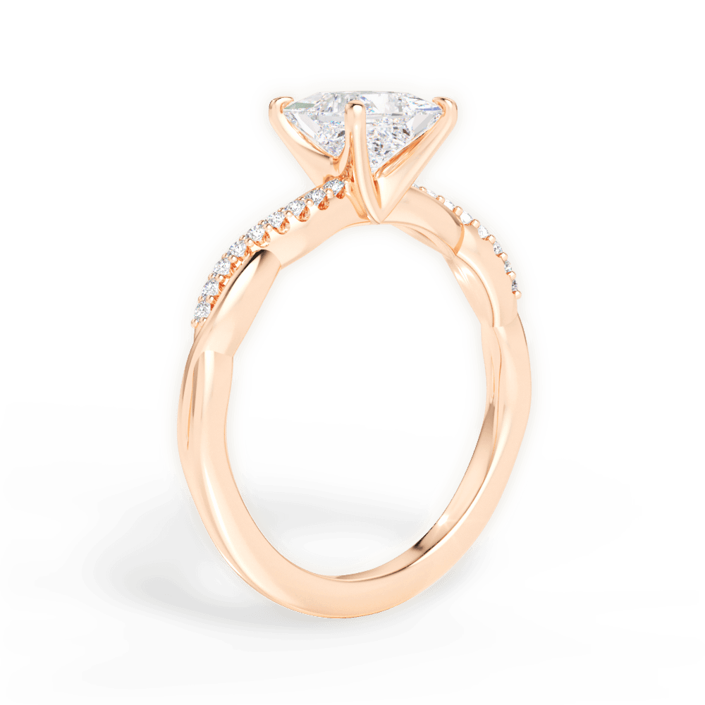 Charlotte Princess Cut Lab Grown Diamond 18Kt Rose Gold Engagement Ring - View 2