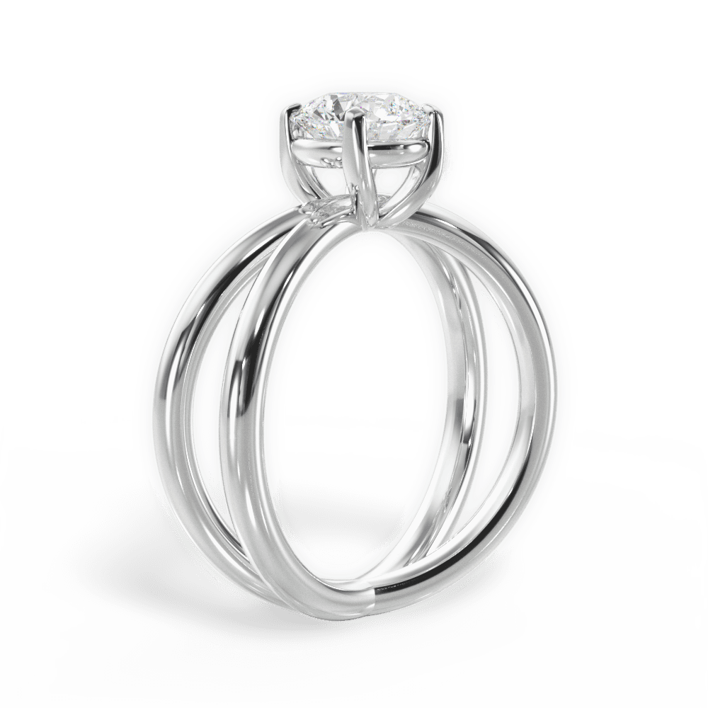 Ada Round Cut Lab Grown Diamond 18Kt White Gold Engagement Ring - View 3