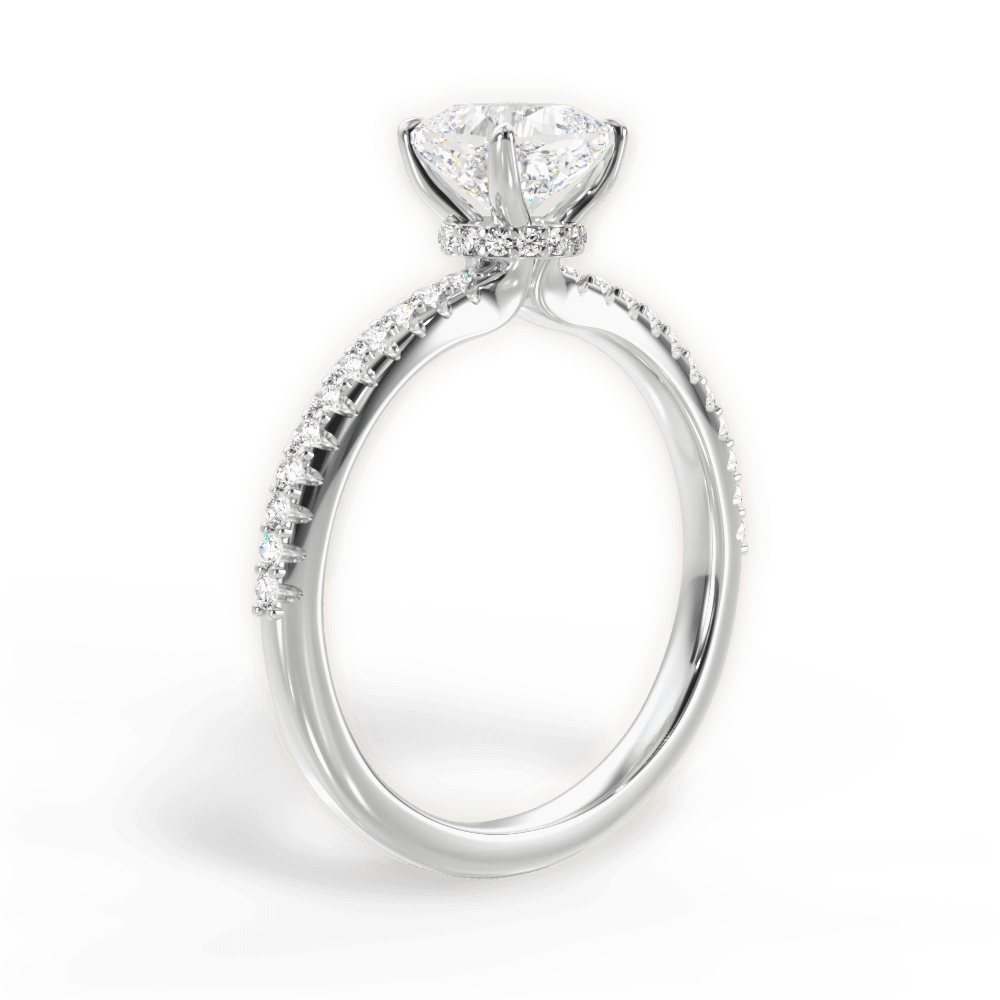 Giselle Cushion Cut Lab Grown Diamond 14Kt White Gold Engagement Ring - View 2