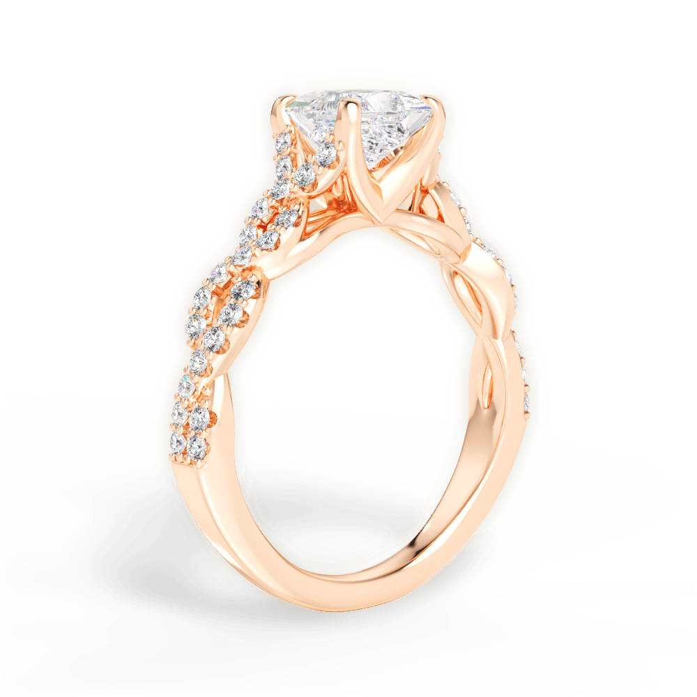 Justine Princess Cut Lab Grown Diamond 18Kt Rose Gold Engagement Ring - View 3