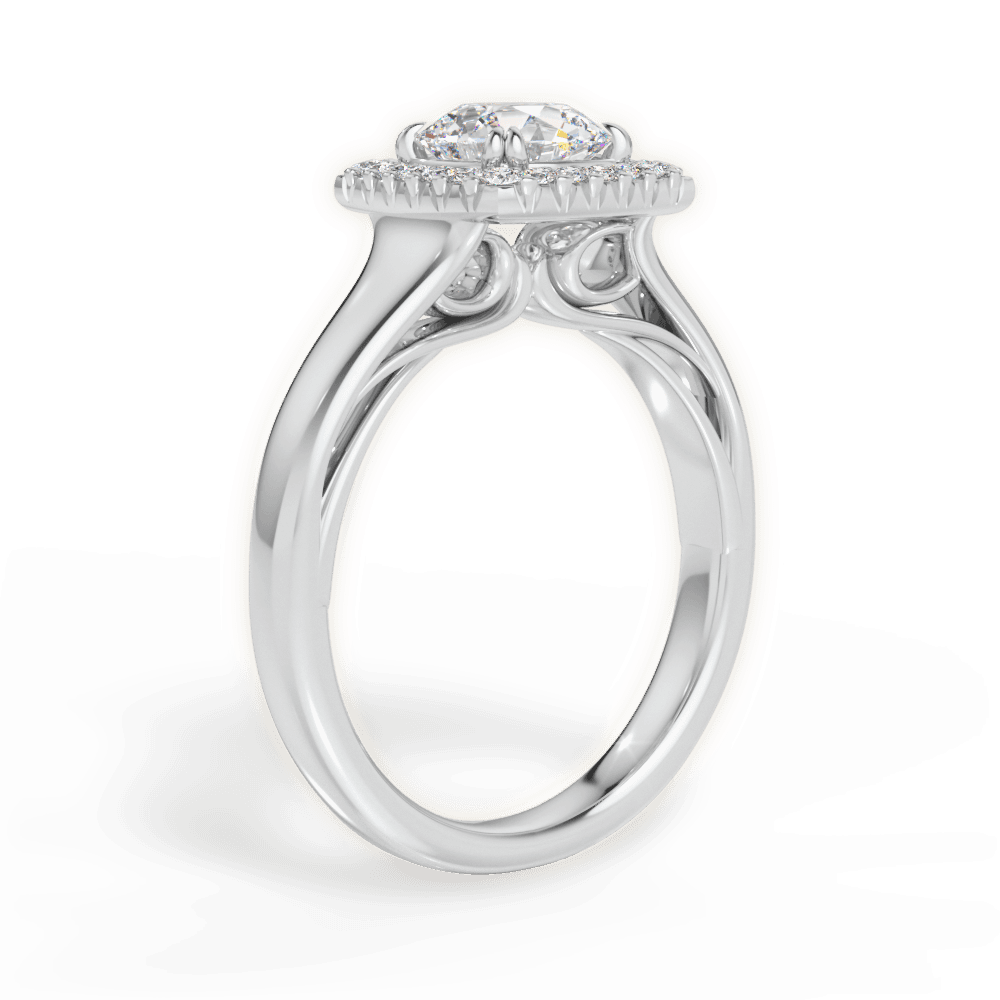 Jasmin Round Cut Lab Grown Diamond 18Kt White Gold Engagement Ring - View 3