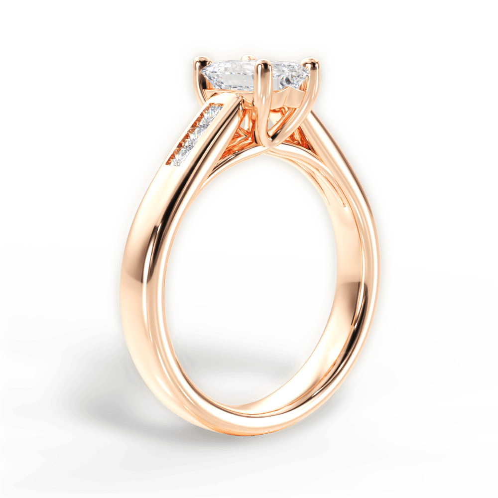 Brittany Emerald Cut Lab Grown Diamond 18Kt Rose Gold Engagement Ring - View 3