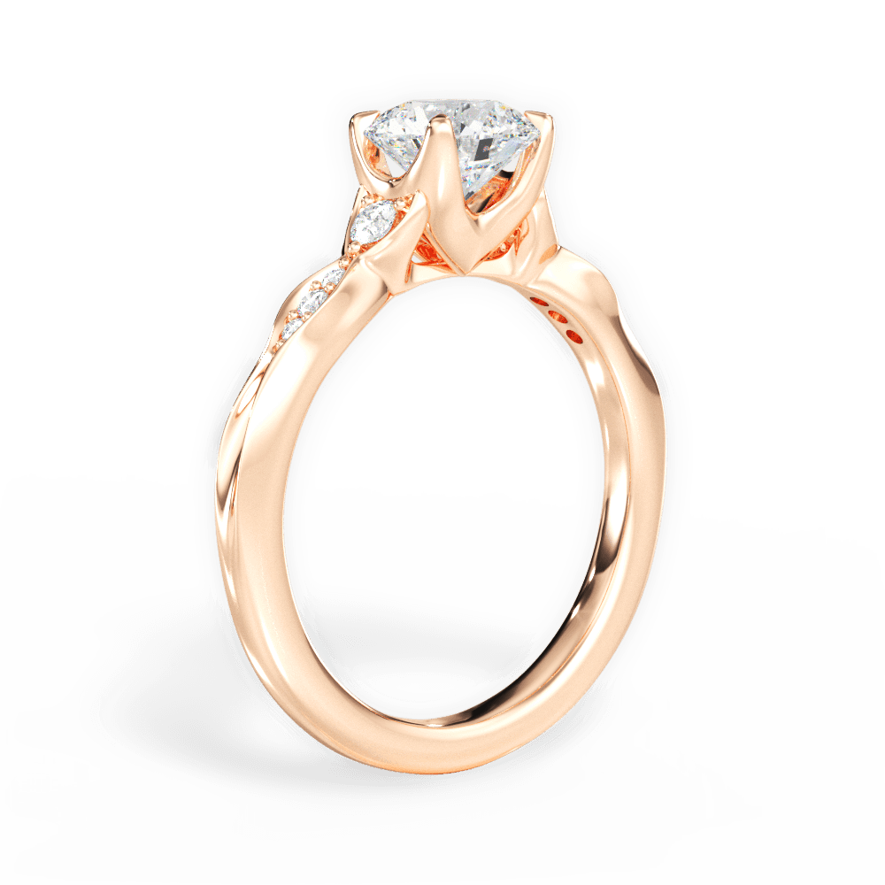 Cassie Round Cut Lab Grown Diamond 18Kt Rose Gold Engagement Ring - View 4