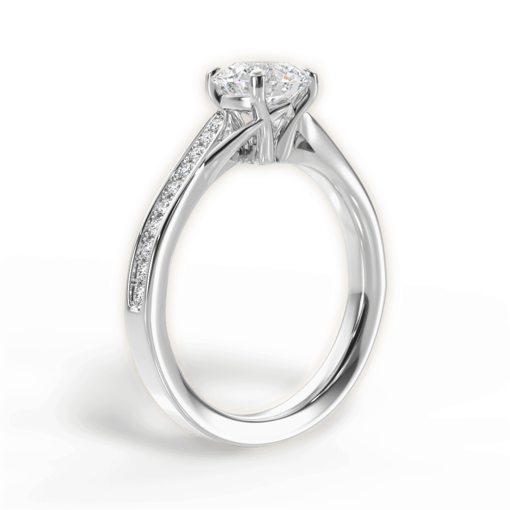 Elise Round Cut Lab Grown Diamond 18Kt White Gold Engagement Ring - View 4