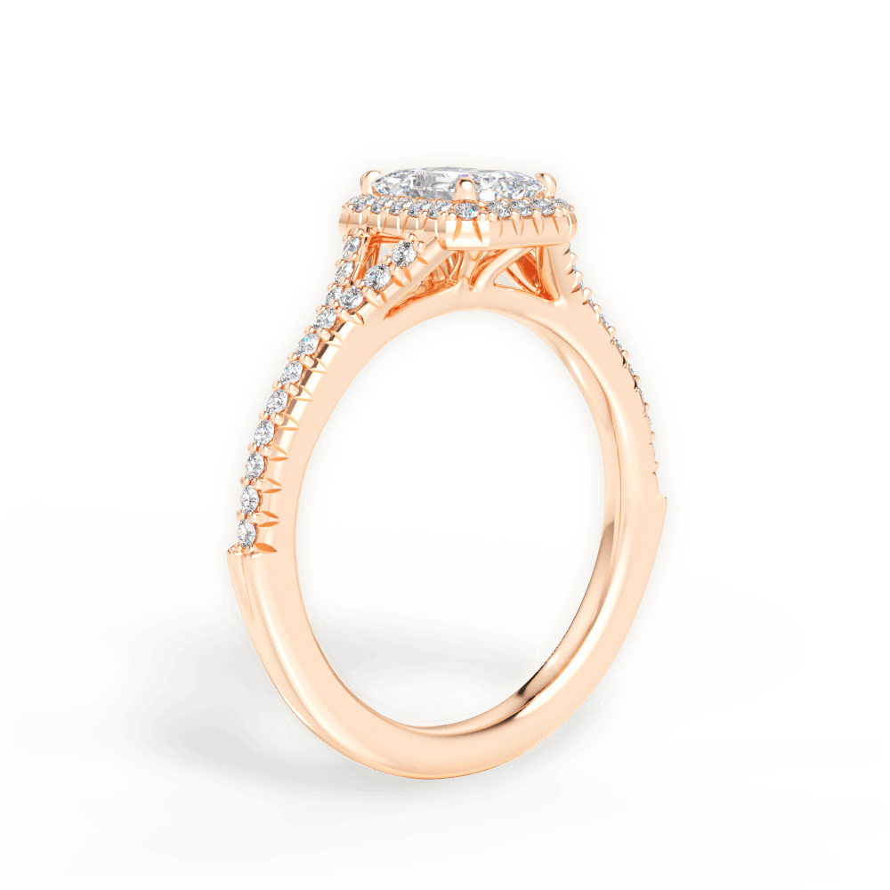 Judy Emerald Cut Lab Grown Diamond 18Kt Rose Gold Engagement Ring - View 3