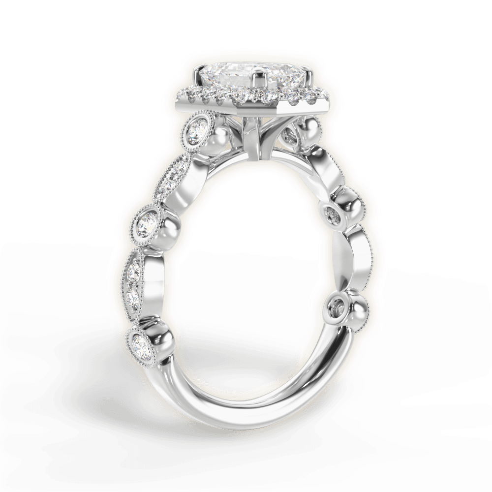 Irene Emerald Cut Lab Grown Diamond 18Kt White Gold Engagement Ring - View 4