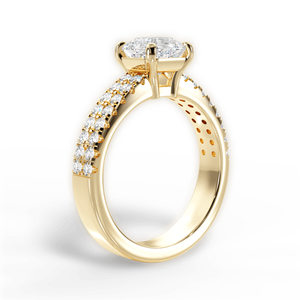 Kayla Asscher Cut Lab Grown Diamond 18Kt Yellow Gold Engagement Ring - View 3