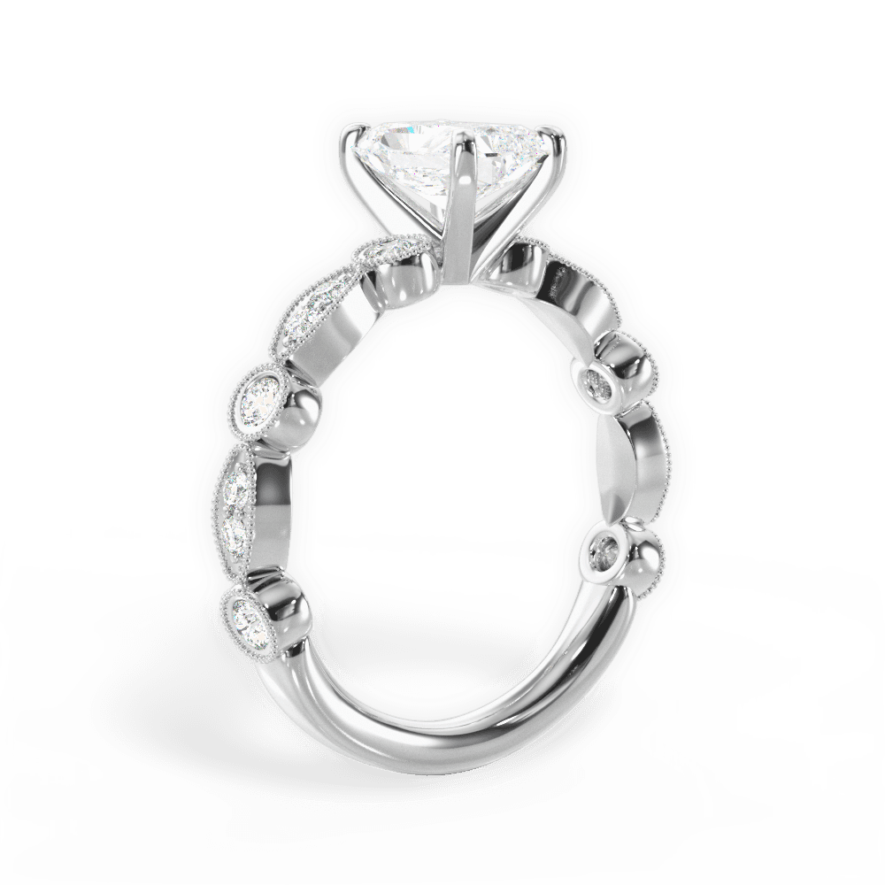 Edith Radiant Cut Lab Grown Diamond 18Kt White Gold Engagement Ring - View 3