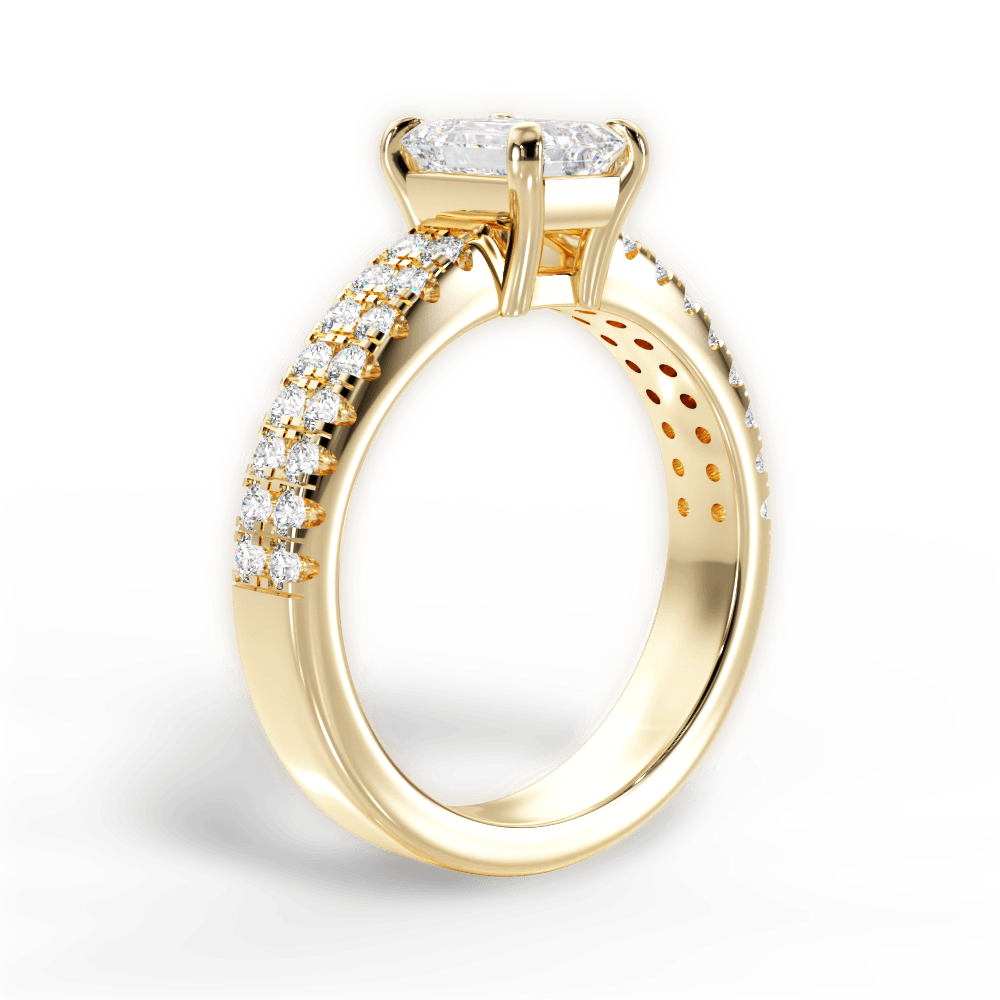 Kayla Emerald Cut Lab Grown Diamond 18Kt Yellow Gold Engagement Ring - View 2