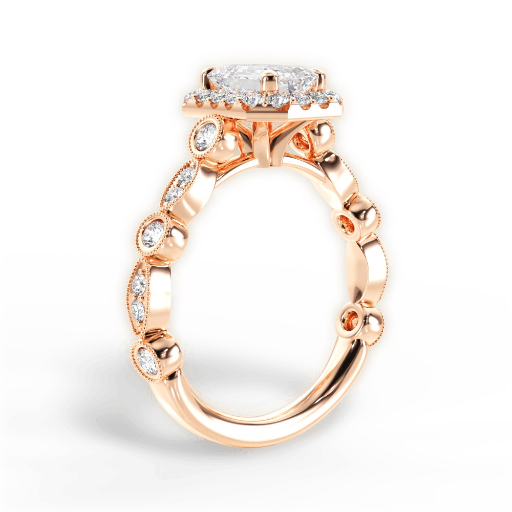 Irene Emerald Cut Lab Grown Diamond 18Kt Rose Gold Engagement Ring - View 3
