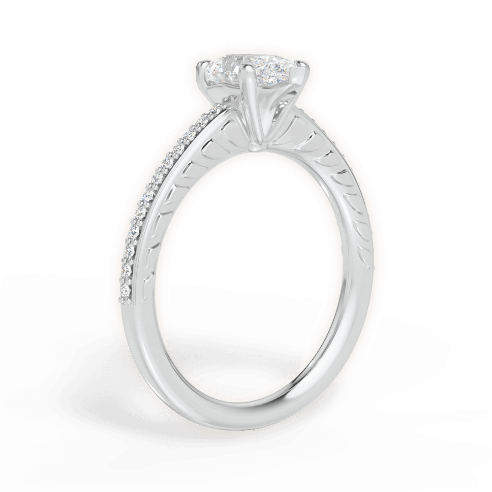 Caroline Pear Cut Lab Grown Diamond 18Kt White Gold Engagement Ring - View 3