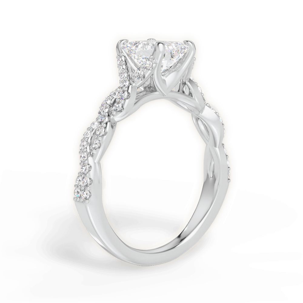 Justine Emerald Cut Lab Grown Diamond 18Kt White Gold Engagement Ring - View 3