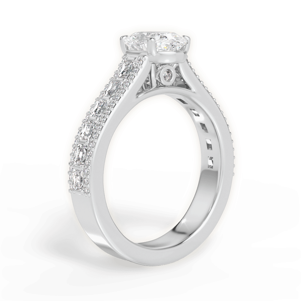 Lynn Oval Cut Lab Grown Diamond 14Kt White Gold Engagement Ring - View 3