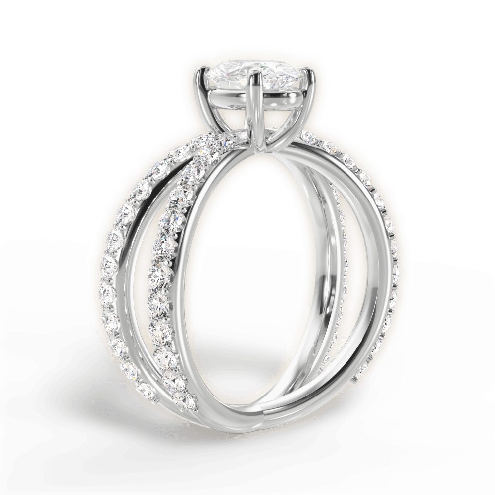 Lauren Oval Cut Lab Grown Diamond 14Kt White Gold Engagement Ring - View 3