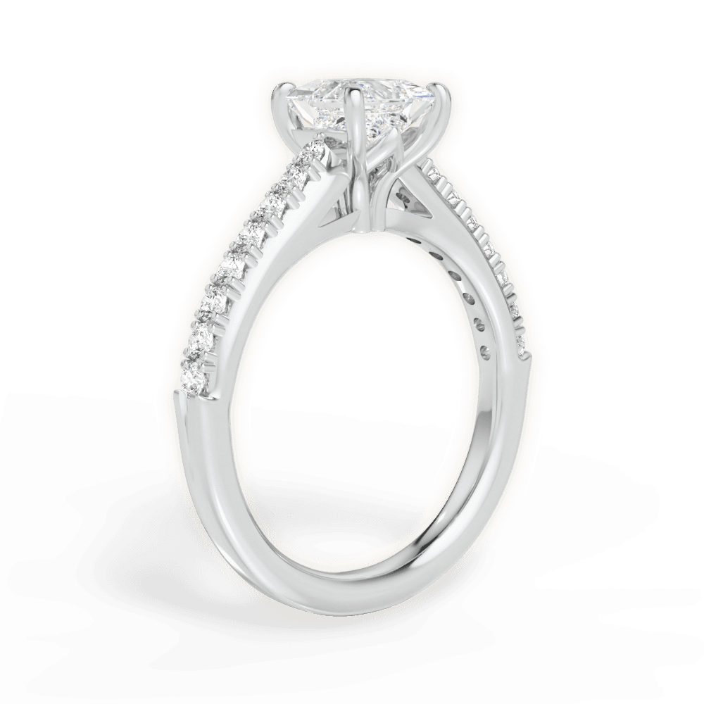 Elizabeth Princess Cut Lab Grown Diamond 14Kt White Gold Engagement Ring - View 2