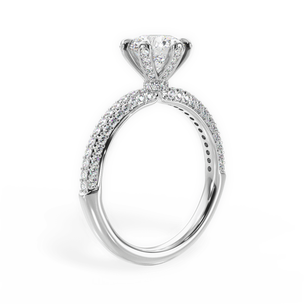 Linda Round Cut Lab Grown Diamond 18Kt White Gold Engagement Ring - View 3