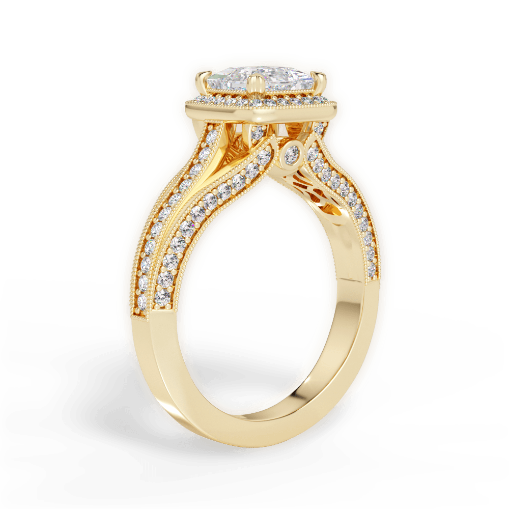 Lillian Princess Cut Lab Grown Diamond 18Kt Yellow Gold Engagement Ring - View 2