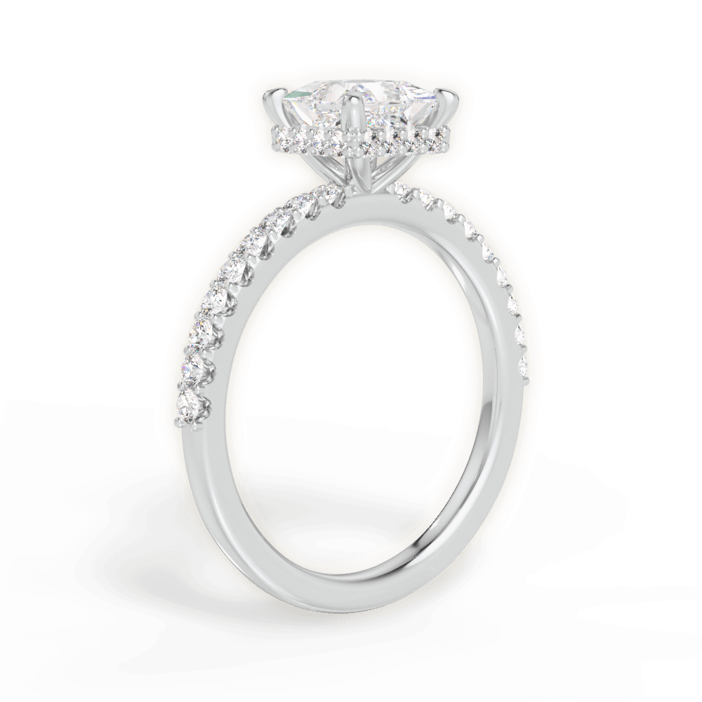 Isabella Princess Cut Lab Grown Diamond 14Kt White Gold Engagement Ring - View 2