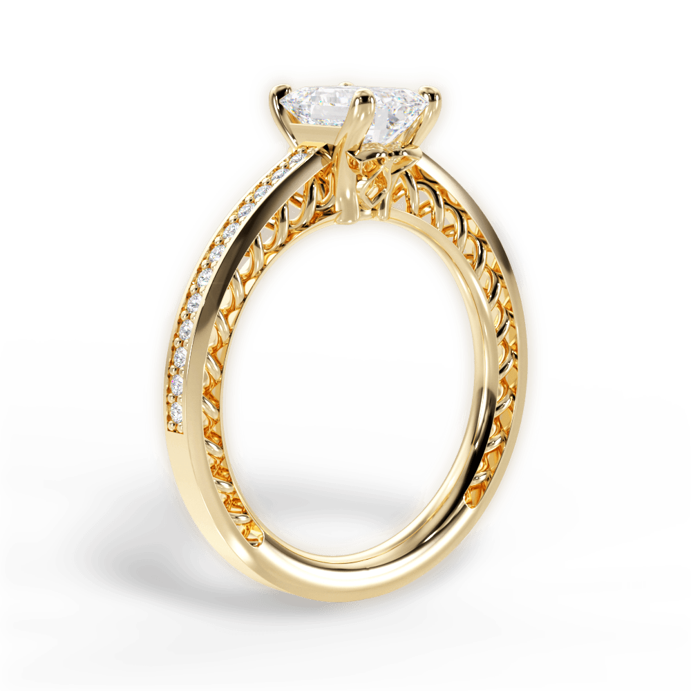 Donna Emerald Cut Lab Grown Diamond 18Kt Yellow Gold Engagement Ring - View 2