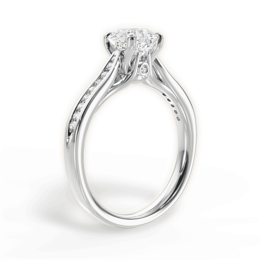 Elena Asscher Cut Lab Grown Diamond 18Kt White Gold Engagement Ring - View 2