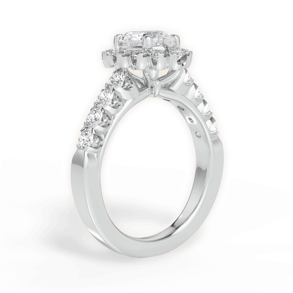 Lacey Heart Cut Lab Grown Diamond 18Kt White Gold Engagement Ring - View 3