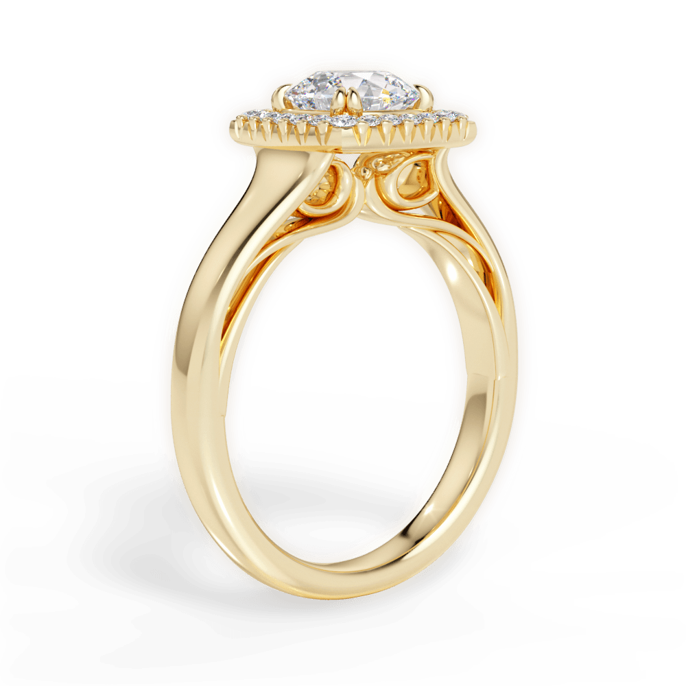 Jasmin Round Cut Lab Grown Diamond 18Kt Yellow Gold Engagement Ring - View 2