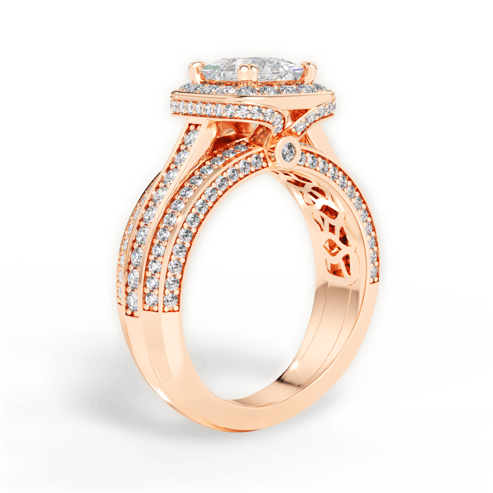 Madison Princess Cut Lab Grown Diamond 18Kt Rose Gold Engagement Ring - View 2