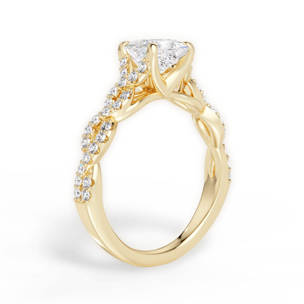 Justine Princess Cut Lab Grown Diamond 18Kt Yellow Gold Engagement Ring - View 2