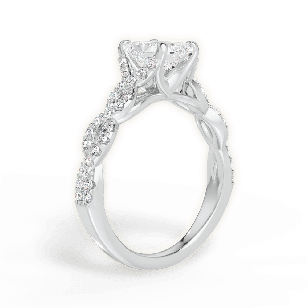 Justine Radiant Cut Lab Grown Diamond 18Kt White Gold Engagement Ring - View 2