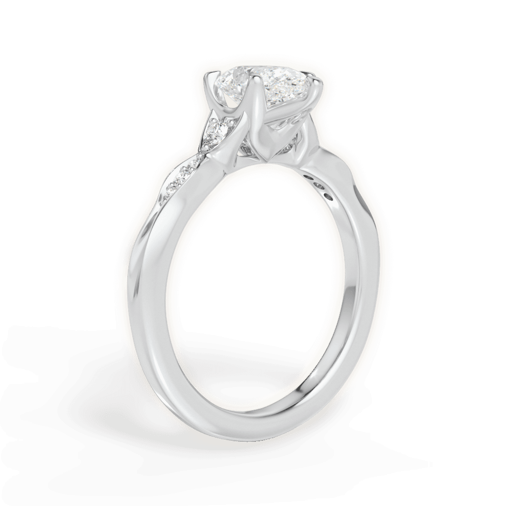 Cassie Pear Cut Lab Grown Diamond 14Kt White Gold Engagement Ring - View 2