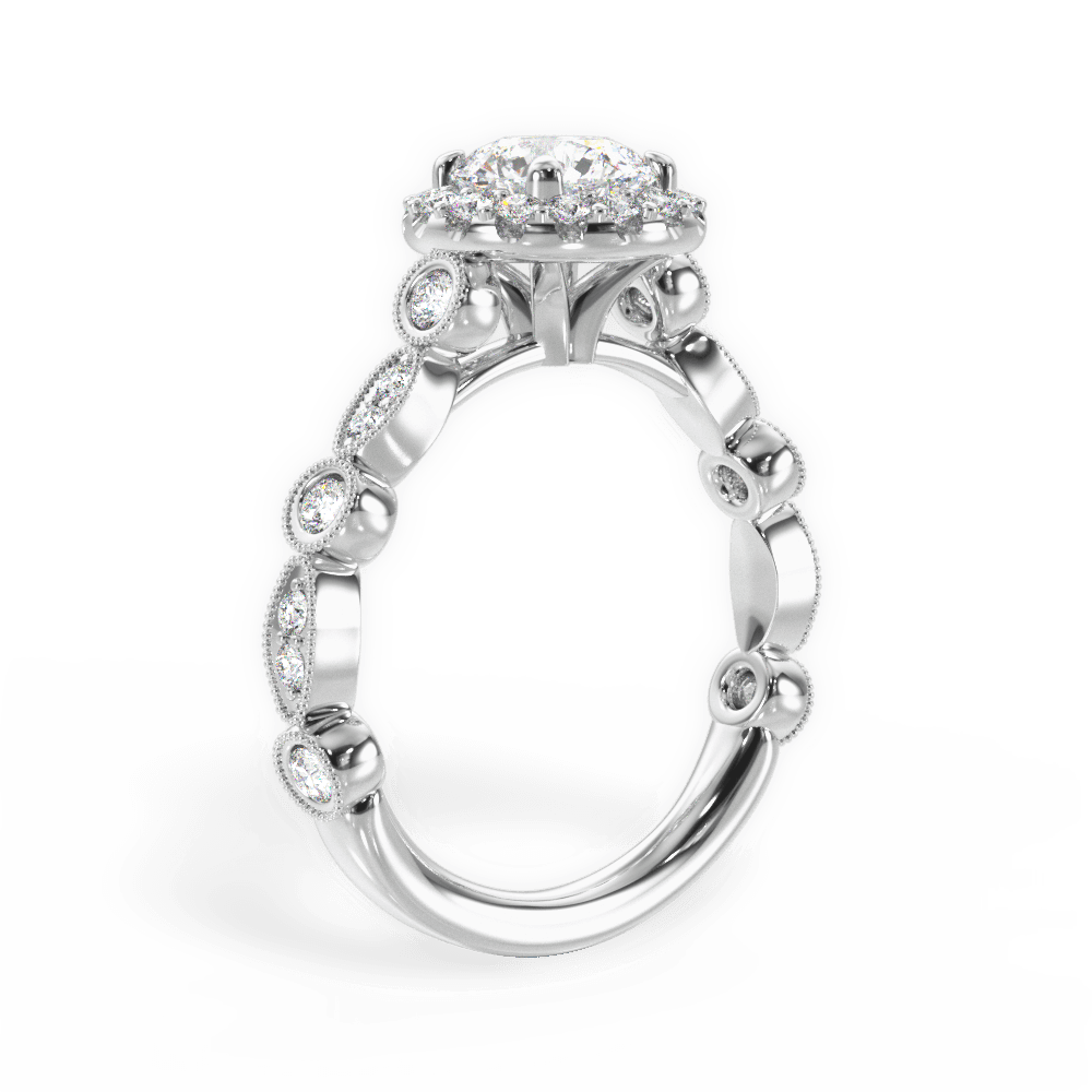 Irene Round Cut Lab Grown Diamond 18Kt White Gold Engagement Ring - View 3