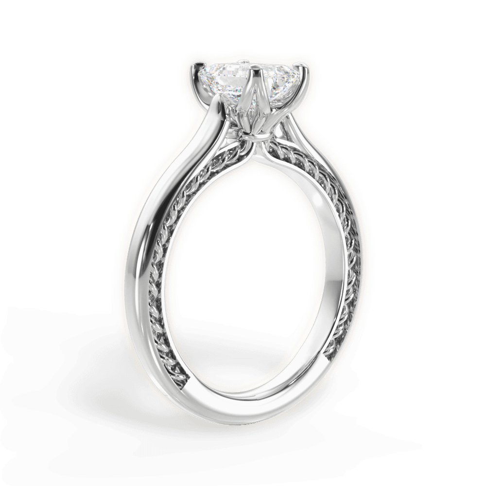 Carrie Emerald Cut Lab Grown Diamond Platinum Engagement Ring - View 4
