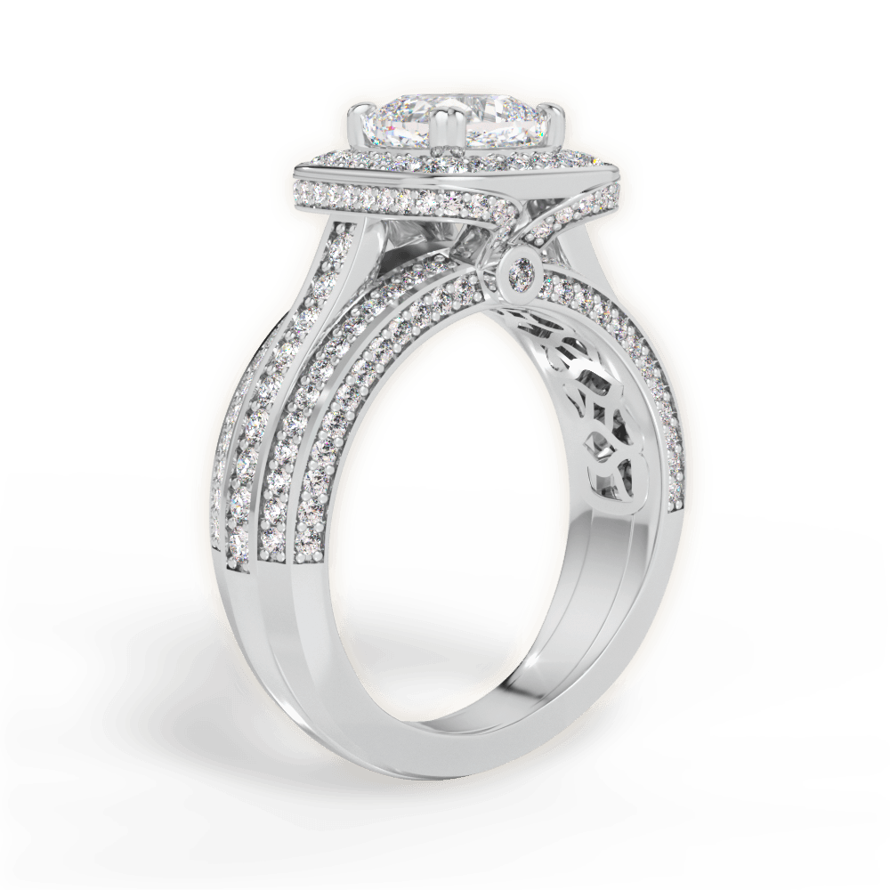 Madison Cushion Cut Lab Grown Diamond Platinum Engagement Ring - View 3