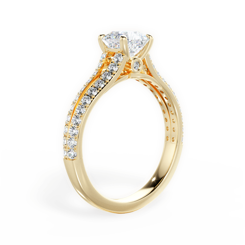 Kendra Asscher Cut Lab Grown Diamond 18Kt Yellow Gold Engagement Ring - View 3