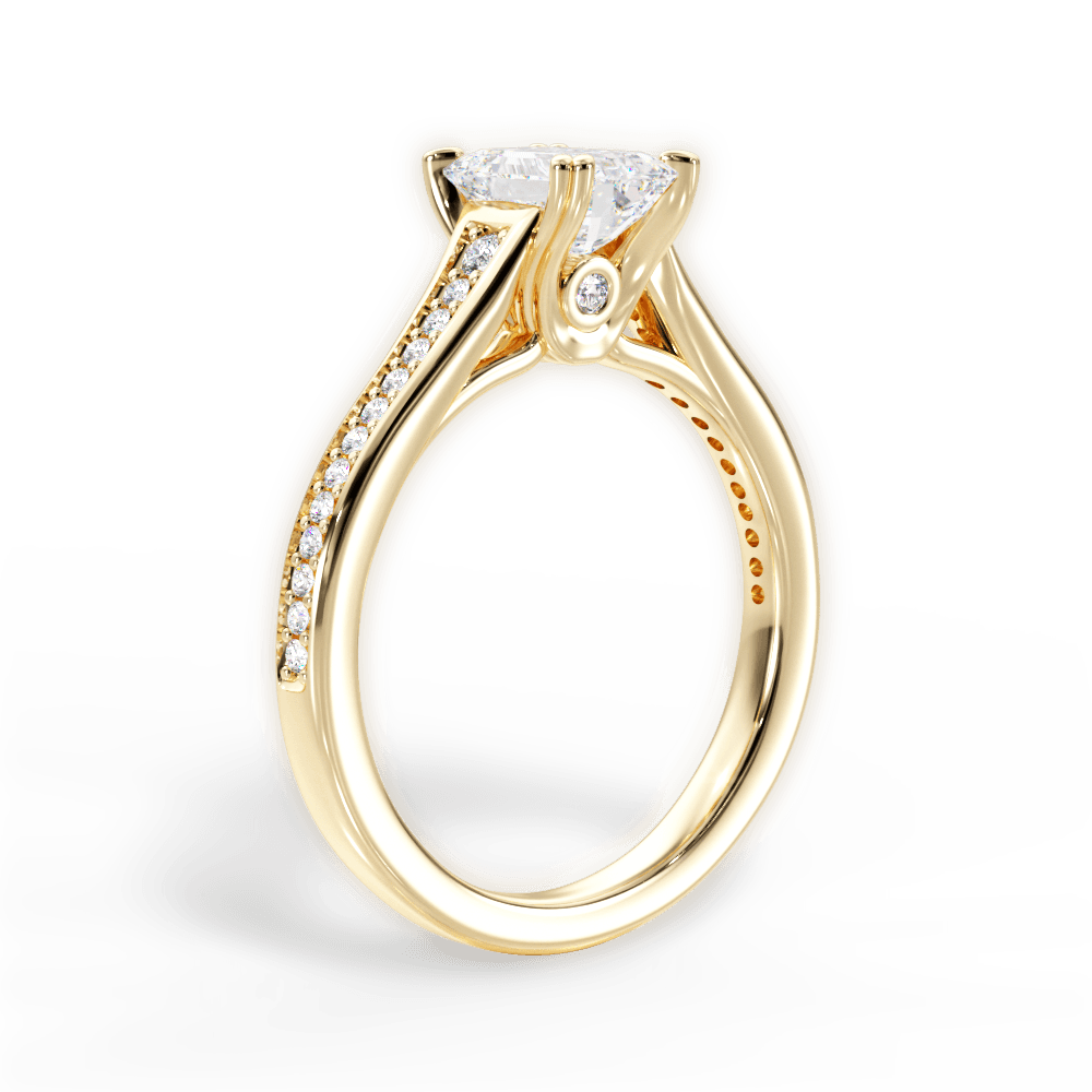 Delia Emerald Cut Lab Grown Diamond 18Kt Yellow Gold Engagement Ring - View 2