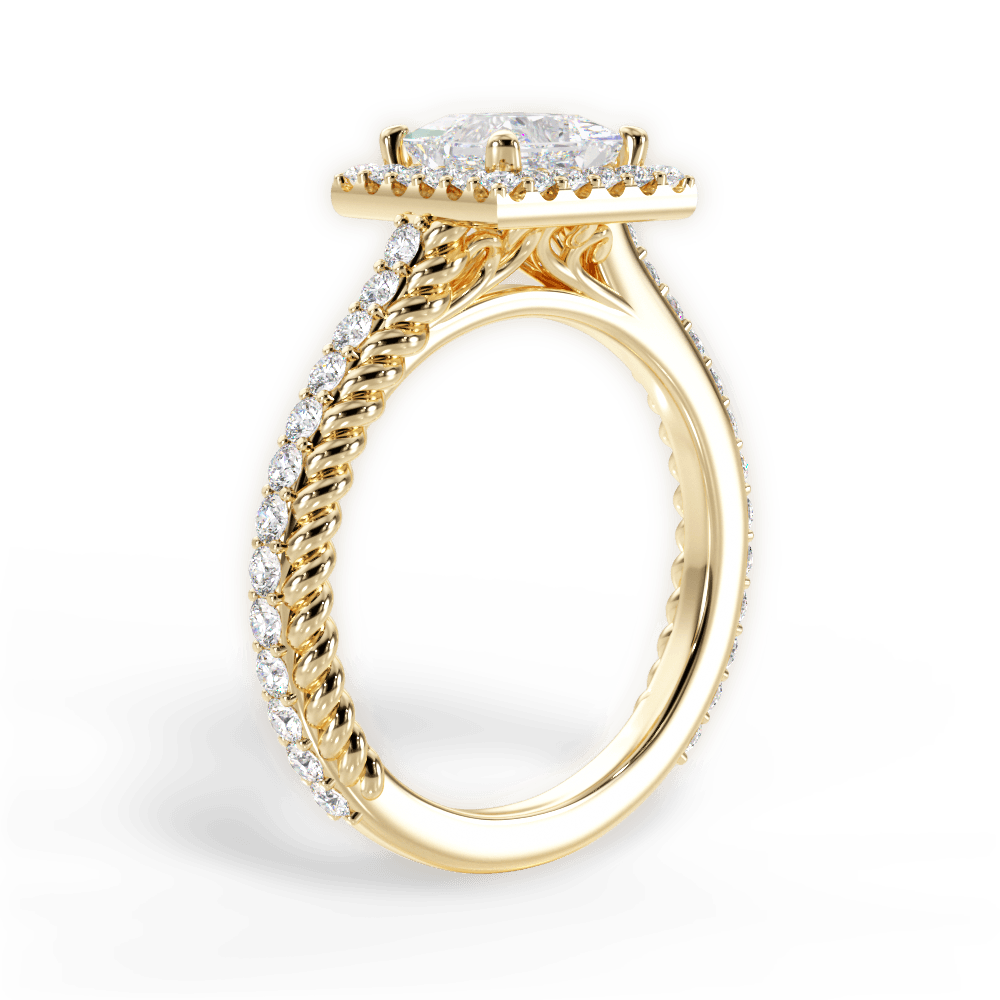 Kim Princess Cut Lab Grown Diamond 18Kt Yellow Gold Engagement Ring - View 3