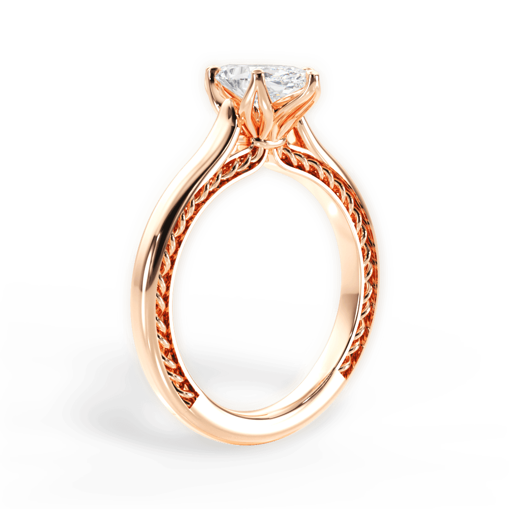 Carrie Marquise Cut Lab Grown Diamond 18Kt Rose Gold Engagement Ring - View 3