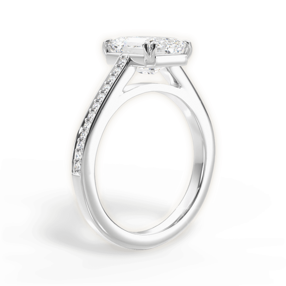 Denise Emerald Cut Lab Grown Diamond 18Kt White Gold Engagement Ring - View 3