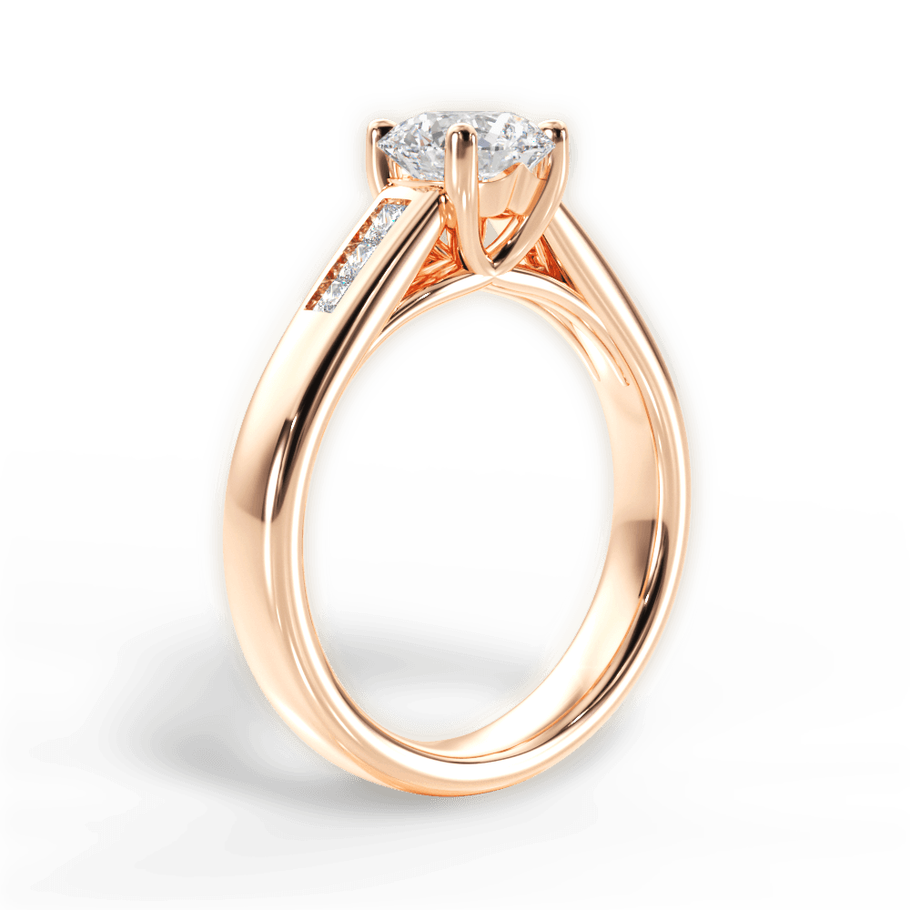 Brittany Round Cut Lab Grown Diamond 18Kt Rose Gold Engagement Ring - View 3
