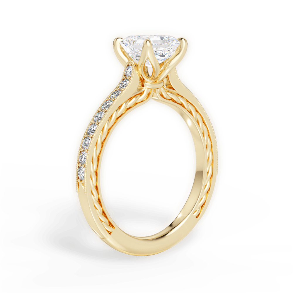 Gilda Asscher Cut Lab Grown Diamond 18Kt Yellow Gold Engagement Ring - View 2